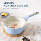 2.5 QT Ceramic Nonstick Saucepan with Lid (Glacier Blue / 2.5 Quarts)