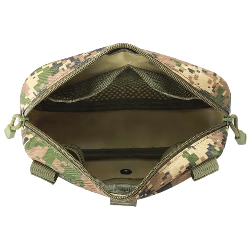 Tactical Molle Admin Pouch Utility Laser Cut EDC Tool Pouch Bag Horizontal Modular Pouches Include US Flag Patch and Keychain (Digital)