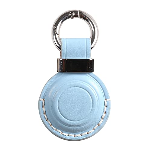 Genuine Leather Keychain Holder Compatible with Airtag ([1 Pack] Blue V2.0)