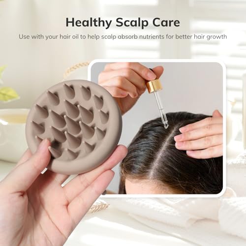 Silicone Scalp Massager Shampoo Brush (Khaki)
