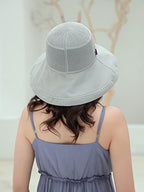 Women Summer Wide Brim Sun Hat Bucket Fishing Hats UV Protection (One Size / B4-fyu001-lightgray)