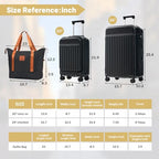 Luggage Sets Front Opening (2-piece Set / Black+bag)