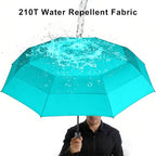 Big Umbrella Foldable Portable 54 Inch Windproof Auto Open for Women (11.Lake Green)