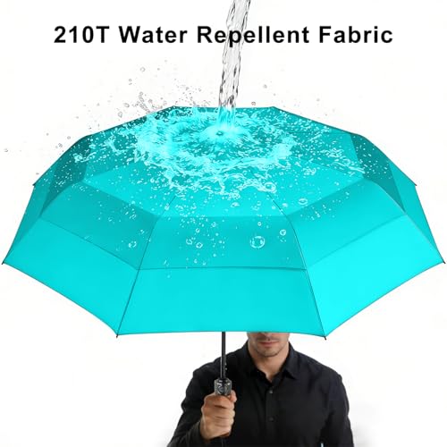 Big Umbrella Foldable Portable 54 Inch Windproof Auto Open for Women (11.Lake Green)