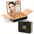 Lighted Makeup Case with Mirror + 10x Mini Mirror (Black)