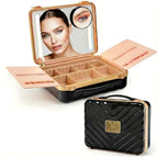 Lighted Makeup Case with Mirror + 10x Mini Mirror (Black)