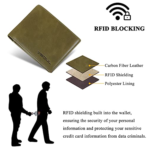 Men's Bifold Wallet with 2 ID Windows (Olive Green)