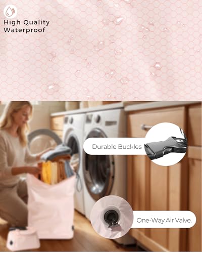 Compression Travel Laundry Bag for Dirty Clothes (Pink / Large)