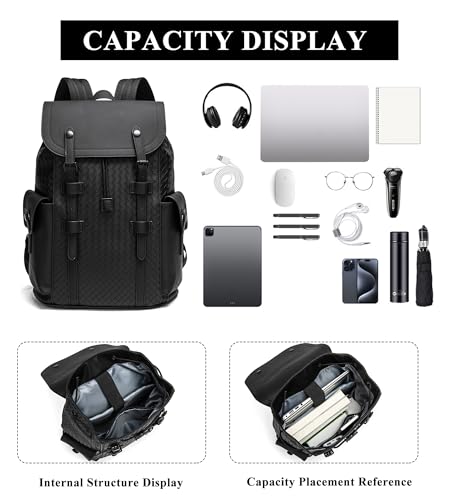 Waterproof Anti Theft Laptop Backpack for Men (A-woven Black-1)