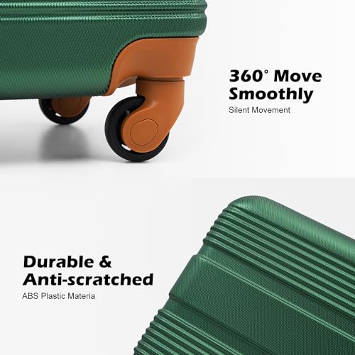 Luggage Sets with Spinner Wheels (6 piece set / GREEN-BROWN)