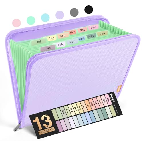 13 Pocket Accordion File Organizer (Purple / 13 Pocket)