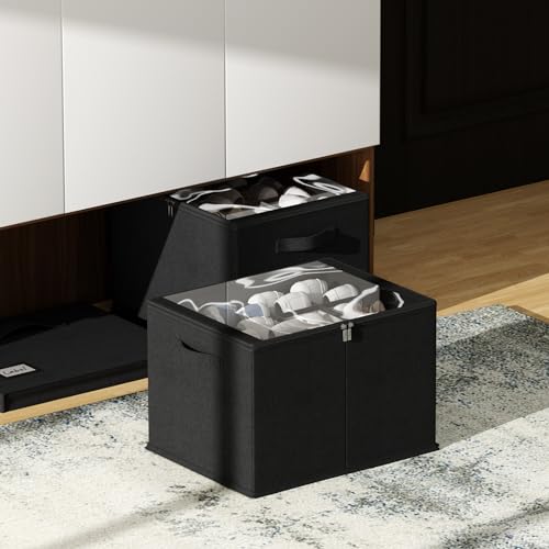 2 Pack Shoe Organizer for Closet (16.5*12.6*12.2in / Black)