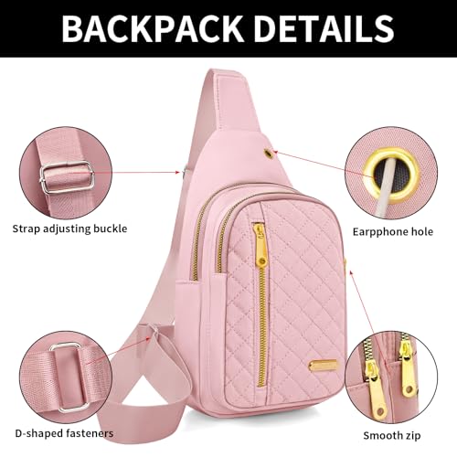 Small Sling Bag For Women Men Casual Crossbody Sling Backpack (Pink)
