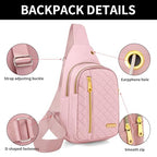 Small Sling Bag For Women Men Casual Crossbody Sling Backpack (Pink)