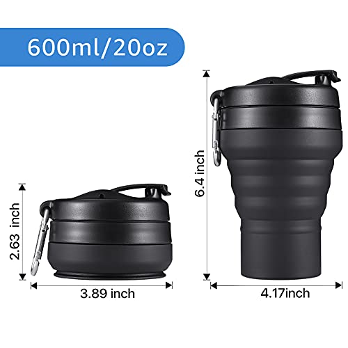 2PACK Collapsible Coffee Cup (Black / 2 x 20 Ounces)
