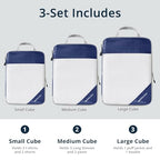 3 Set Compression Packing Cubes for Travel (Navy / 3 pcs)