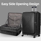 29 Inch Checked Luggage with Expansion and Side Opening (Dark Black / 29 Inch)