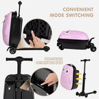Detachable Scooter Suitcase for Kids & Teens (Pink Owl / 22-inch)