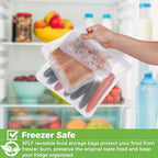 12 Pack Dishwasher Safe Reusable Food Storage Bags (12 Pack-2 Gallon 5 Sandwich 5 Snack / White)