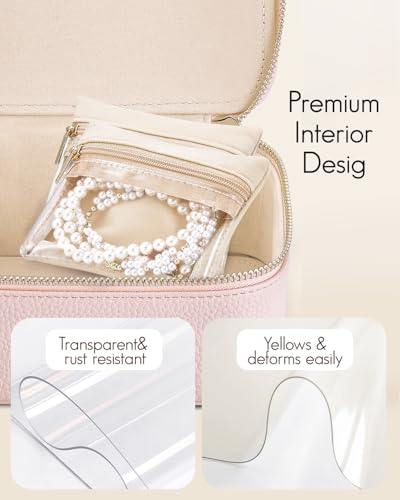 Jewelry Organizer with Clear 12 Velvet Bags (12PCS-Pink)