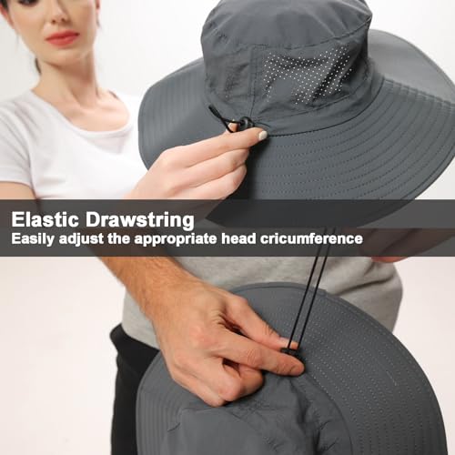 Sun Hat for Men Women Cooling Boonie Hats Breathable Wide Brim Fishing Bucket Hat Beach Hat Safari Hiking Garden Summer UV Protection Dark Grey (1 Pack Darkgrey)