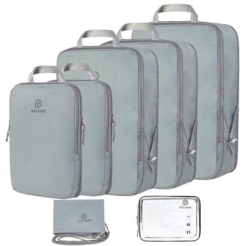 Lightweight Compression Packing Cubes for Suitcases (Gray / 7 Set)