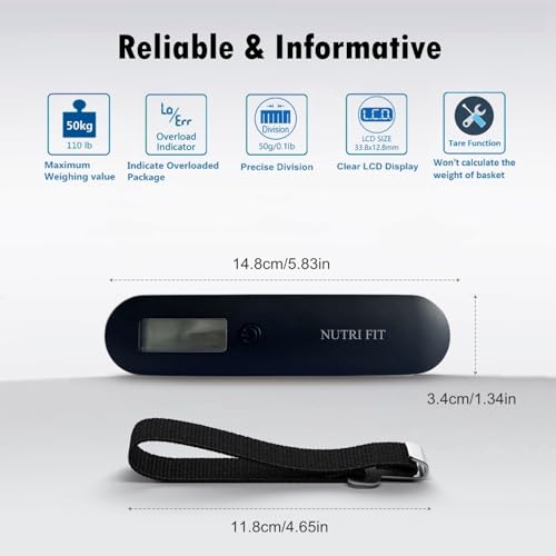 Luggage Scale Travel Digital Suitcase Weight Scale Portable 110lb (Classic Black)