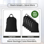 LFH Home Large Premium Cotton Rich Canvas Laundry Bag with Drawstring and Handles Heavy Duty (20”x30” (Pack of 6) / Black)