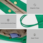 Tote Bag for Women Vegan Leather Shoulder Purse Trendy Travel Bag (Green)