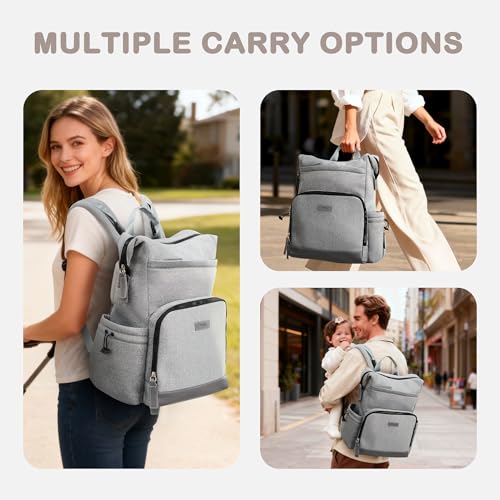 Neoprene Diaper Bag Backpack with Changing Pad (Gray)