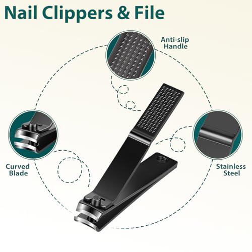 Tweezers Set 9 Pcs Nail Clipper Kit with Case for Eyebrows Grooming (E-green)
