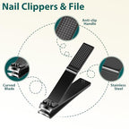 Tweezers Set 9 Pcs Nail Clipper Kit with Case for Eyebrows Grooming (E-green)