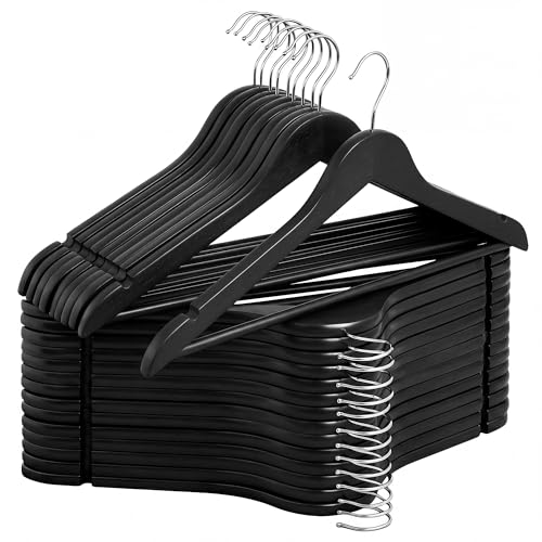 Wooden Coat Hangers (0.5"T (30 pack) / Matte Black)