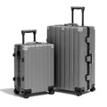 Zipperless Luggage Set 2 Pieces Aluminum Frame Hard Shell Suitcases (Gray / 2 Pieces(20+28in))