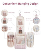 Hanging Travel Toiletry Bag for Women (CA-Dusty Rose Stripe / Medium)