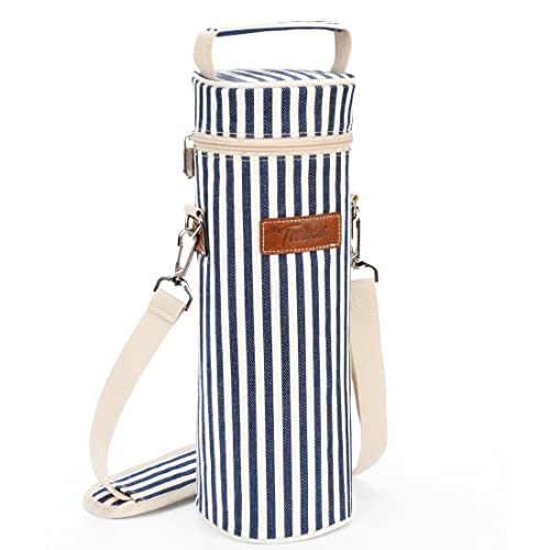Single Wine Bottle Cooler Bag Carrier (Blue Stripe)