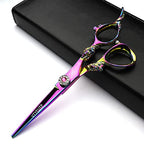 Professional 6.0 Inch Rainbow color Dragon Handle 440C Salon Hair Cutting Shear Thinning scissors (Cutting scissors)
