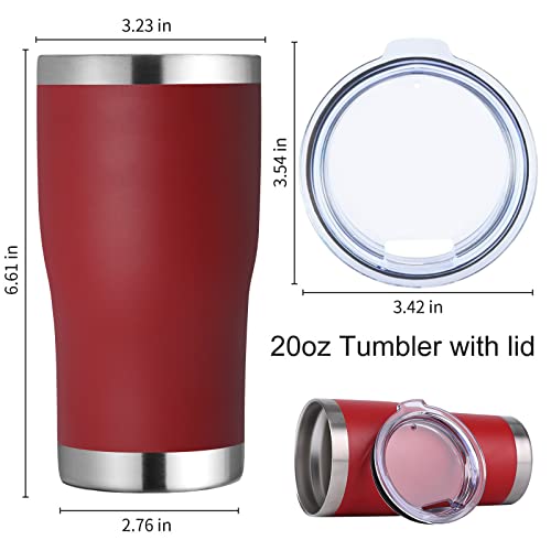20oz Tumbler with Lid Stainless Steel Tumblers Bulk (Red / 8 count)