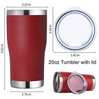 20oz Tumbler with Lid Stainless Steel Tumblers Bulk (Red / 8 count)