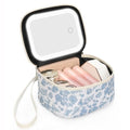 Mini Makeup Bag with LED Mirror (Blue Flower / Mini)