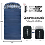 Sleeping Bags for Adults XXL Cold Weather (Blue / 0F Right Zip)