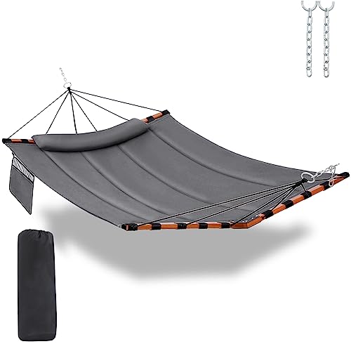 12FT 2 Person Hammock with V Shaped Spreader Bar (Grey)