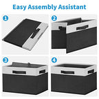 Large Storage Baskets for Shelves 6 Pack (Large-6 Pack / Black & White)