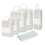 Compression Packing Cubes for Women Kids (AA-Mint Green Checkerboard / 6 Set)