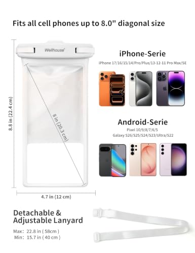 Waterproof Phone Pouch (1 Pack - White8.0")