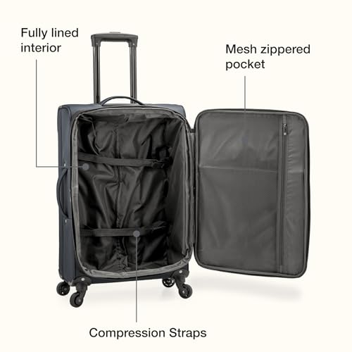 Anzio Softside Expandable Luggage with Spinner Wheels (Dark Grey / 3-Piece Set (22/26/30))