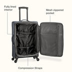 Anzio Softside Expandable Luggage with Spinner Wheels (Dark Grey / 3-Piece Set (22/26/30))
