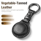 Genuine Leather Keychain Holder Case for Apple AirTag ((1 Pack)Black)