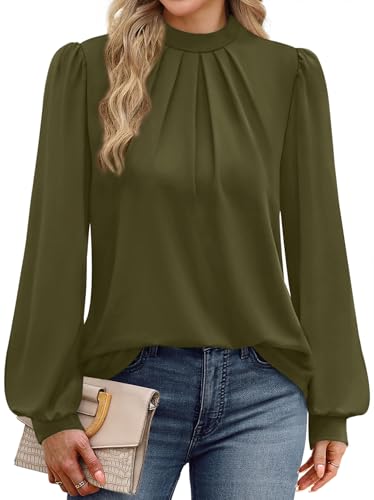 Long Sleeve Shirts for Women Blouses for Women Dressy Casual Womens Fall Outfits Fashion 2026 Fall Tunic Tops Winter Clothing School Outfits Teachers Work Clothes Army Green XL (07 - Army Green / X-Large)