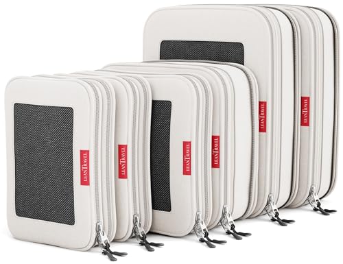 Premium Compression Packing Cubes for Travel (Sand / 6 pack)